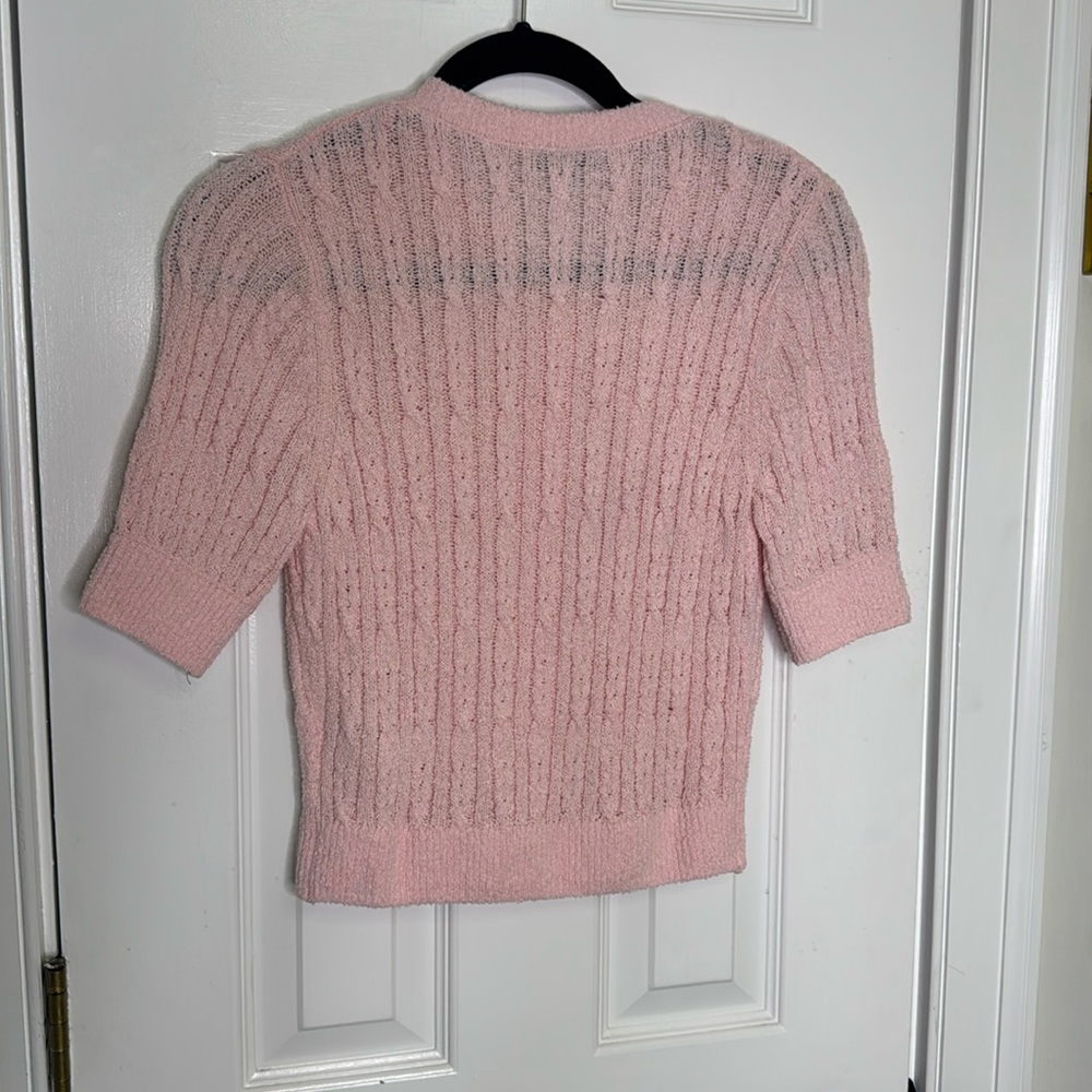 *** SOLD *** Other Stories Pink Cropped Cable Knit Cardigan - Picture 7 of 8